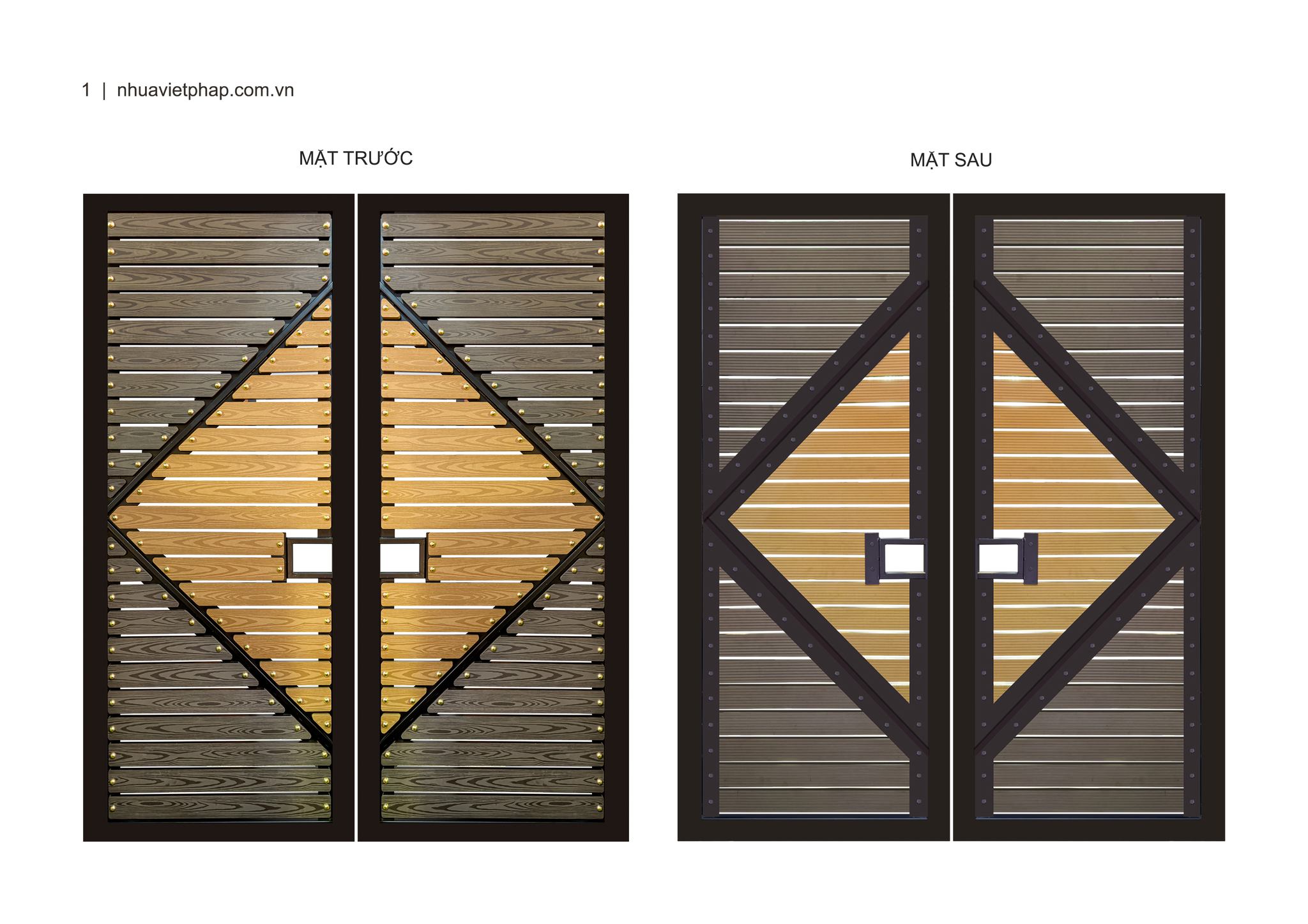 Cổng gỗ nhựa ngoài trời 2023 mẫu số 4