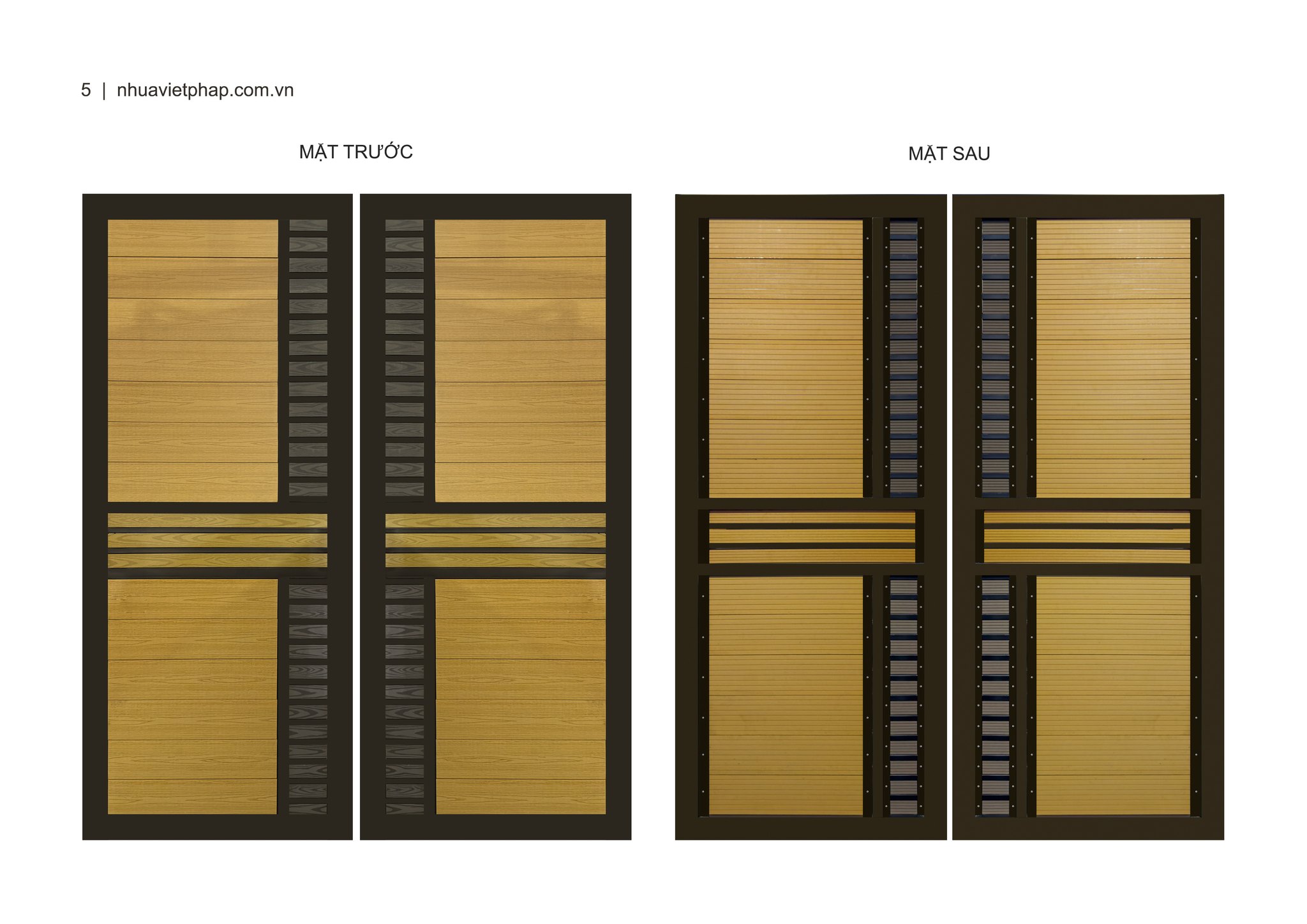 Cổng gỗ nhựa ngoài trời 2023 mẫu số 13