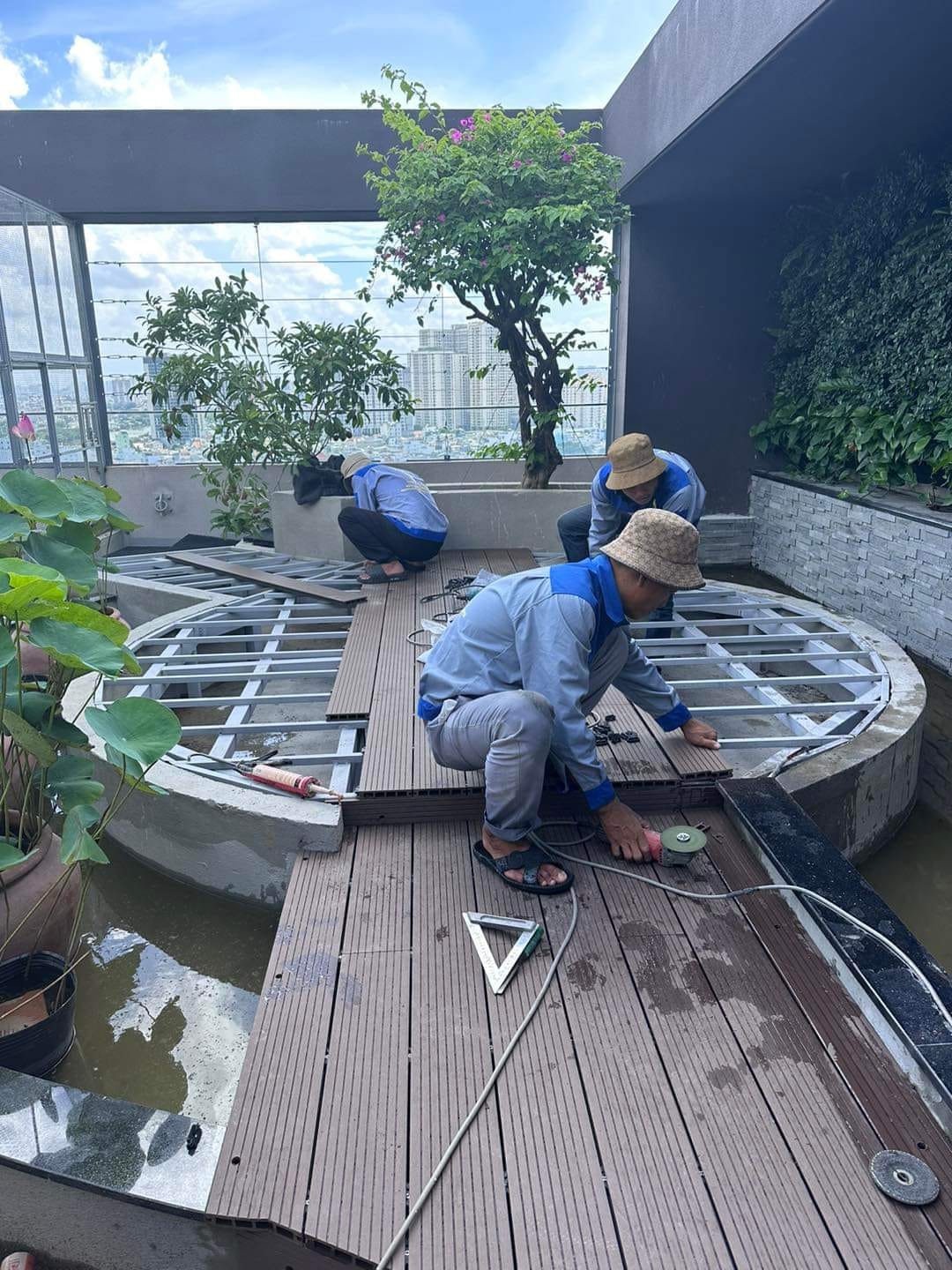 sàn tiểu cảnh sân vườn gỗ nhựa