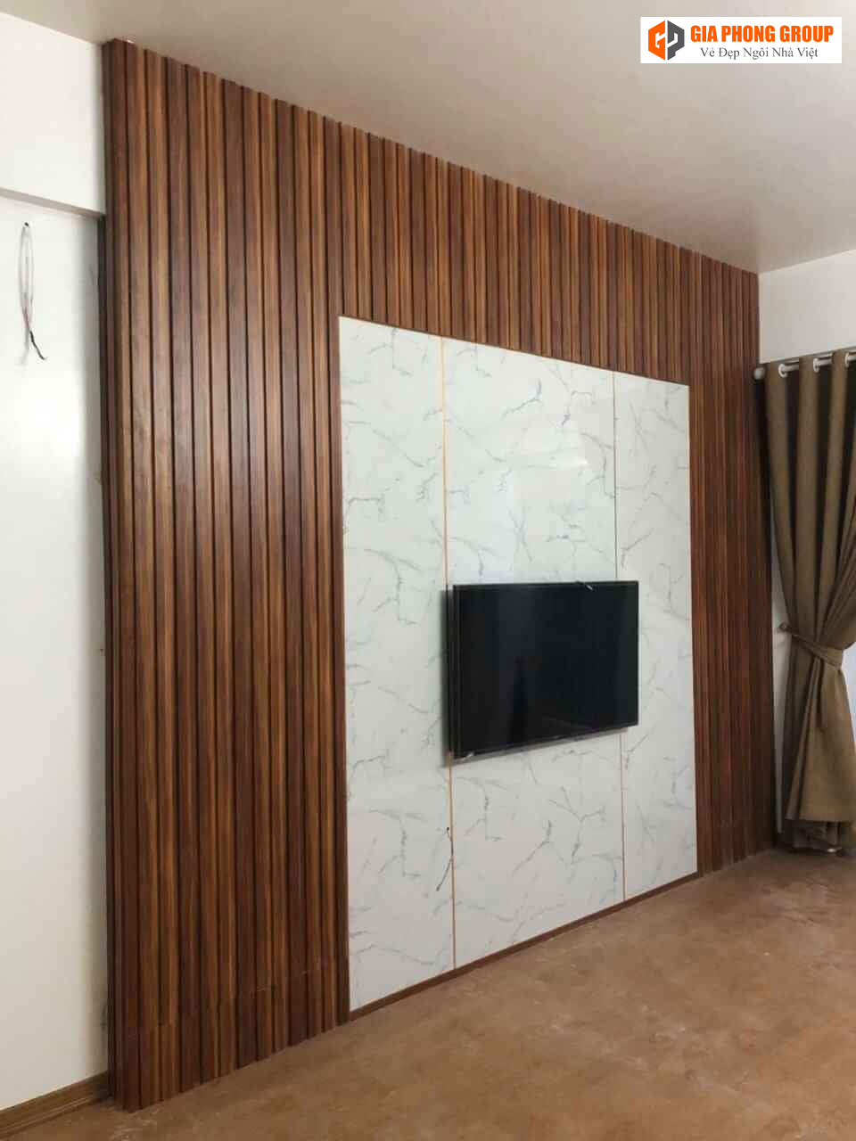 tấm nhựa ốp tường cho không gian phòng khách 