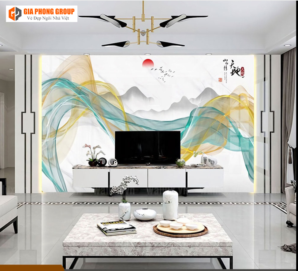 tấm nhựa ốp tường cho không gian phòng khách sang trọng 