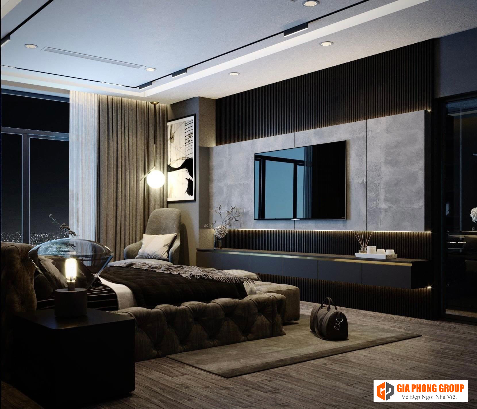 tấm nhựa ốp tường cho không gian phòng ngủ hiện đại 