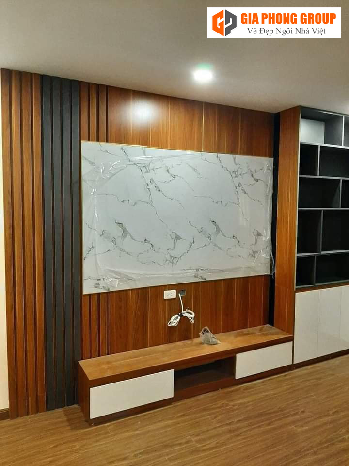 tấm nhựa ốp tường vân đá cho phòng khách 