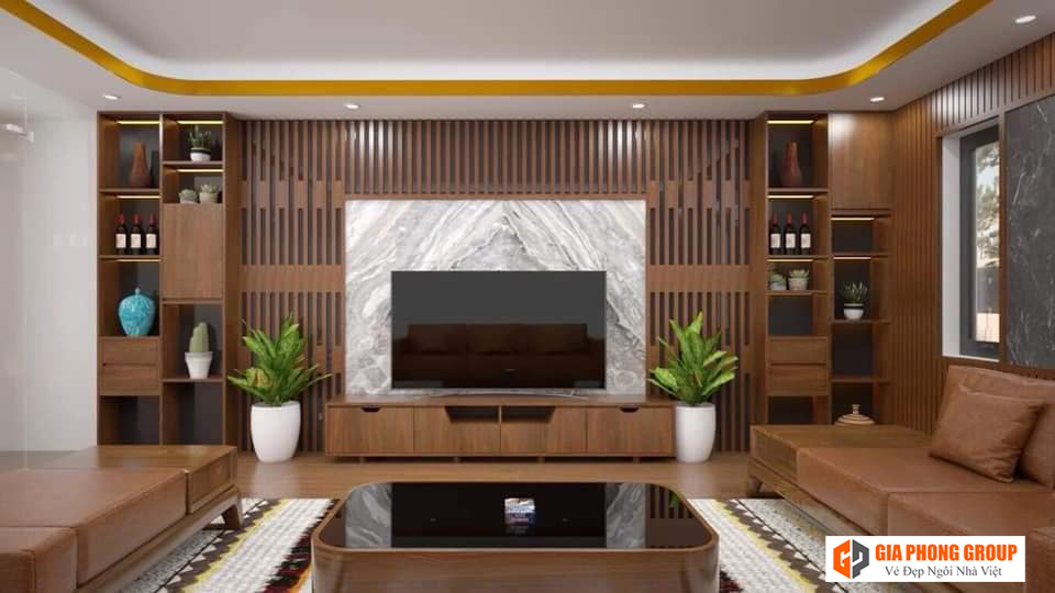 tấm nhựa ốp tường cho kệ để tivi 