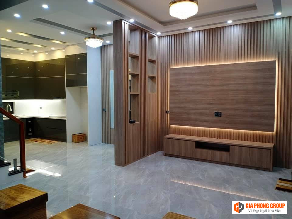 tấm nhựa ốp tường cho không gian phòng khách hiện đại