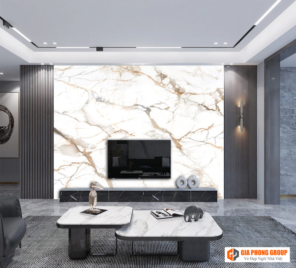 tấm nhựa ốp tường cho không gian phòng khách sang trọng
